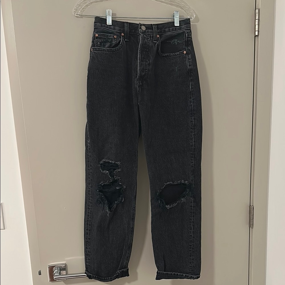 Aritzia Denim Forum Black High Rise Jeans Distressed Style